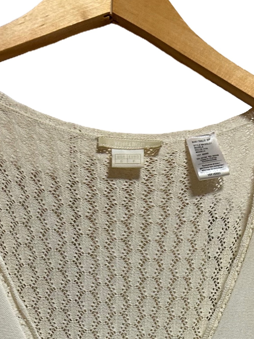 Vintage Votre Nom Dolce Vita Floral Applique Pointelle Knit Tank Top Cream S - Picture 2 of 5